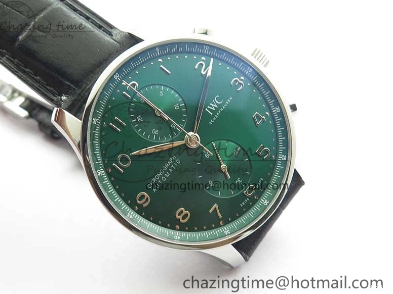 MIROTIME 0410 Elegant Portuguese IW371615 ZF 1:1 Best Edition SS Green Dial on Black Leather Strap A96355 V 7081